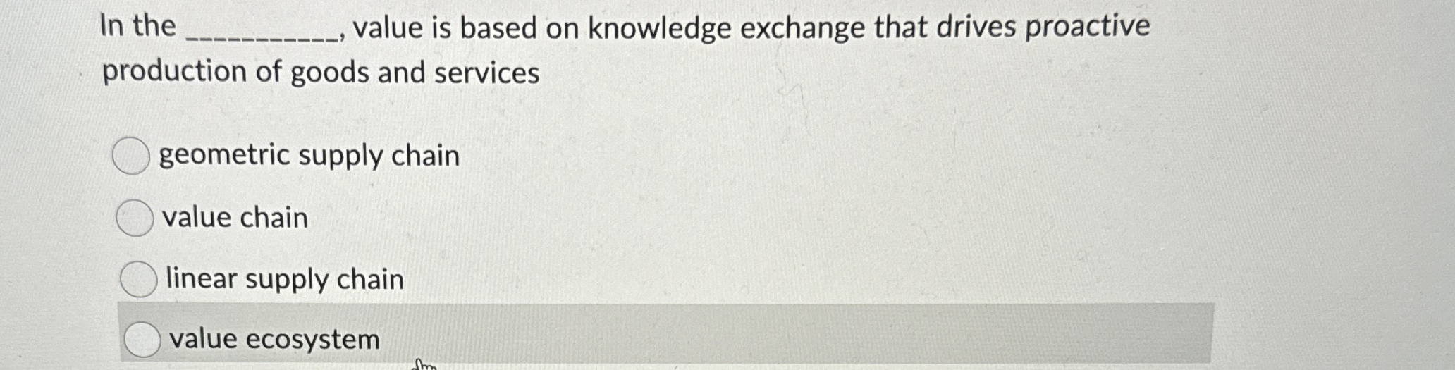  In the value is based on knowledge exchange that drives proactive