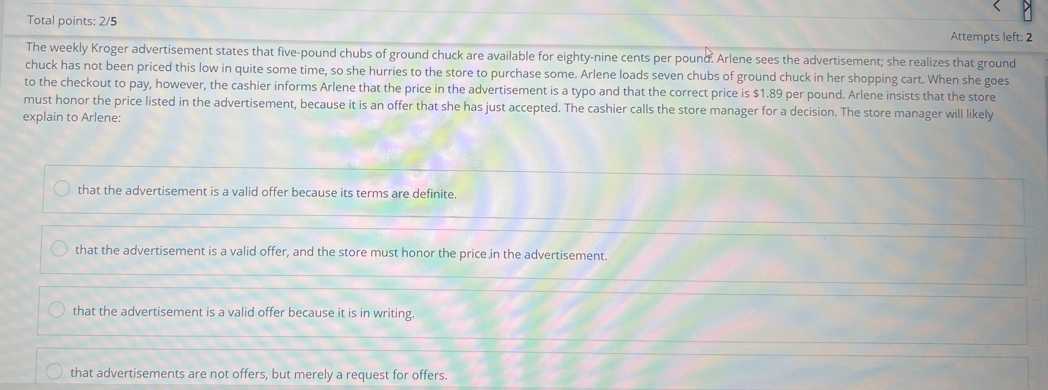  Total points: 2/5 chuck has not been priced this low in