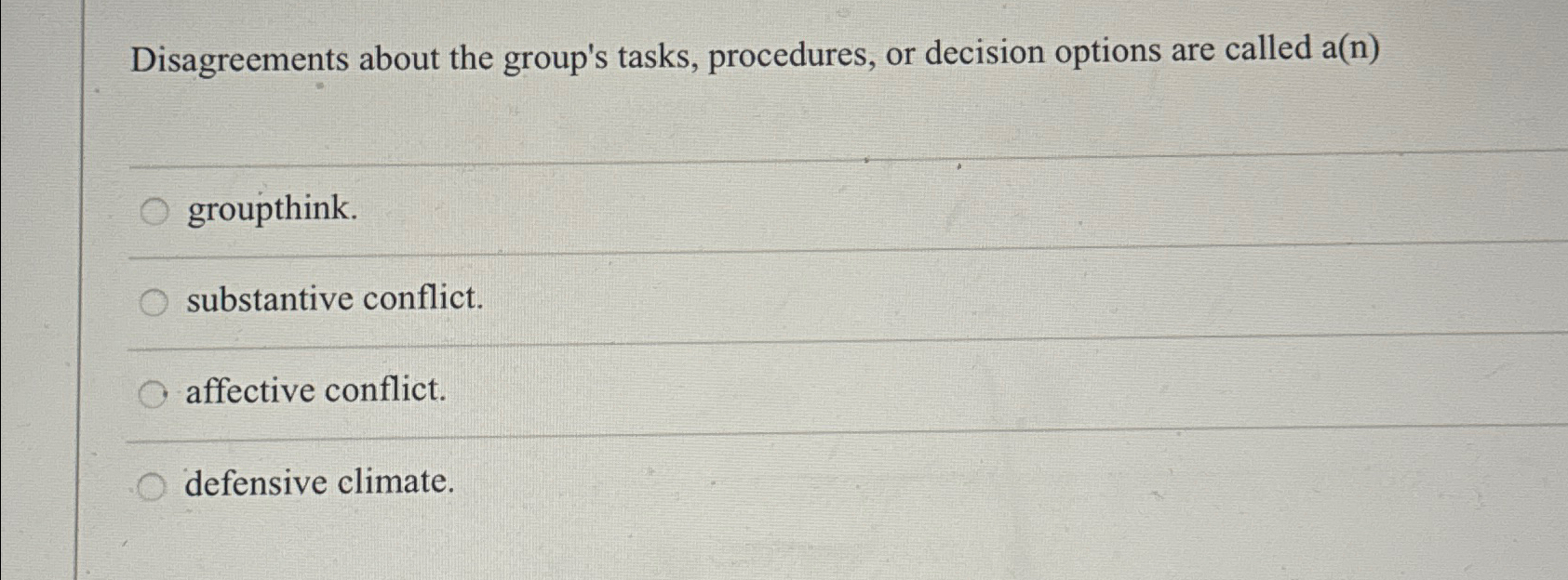  Disagreements about the group's tasks, procedures, or decision options are called