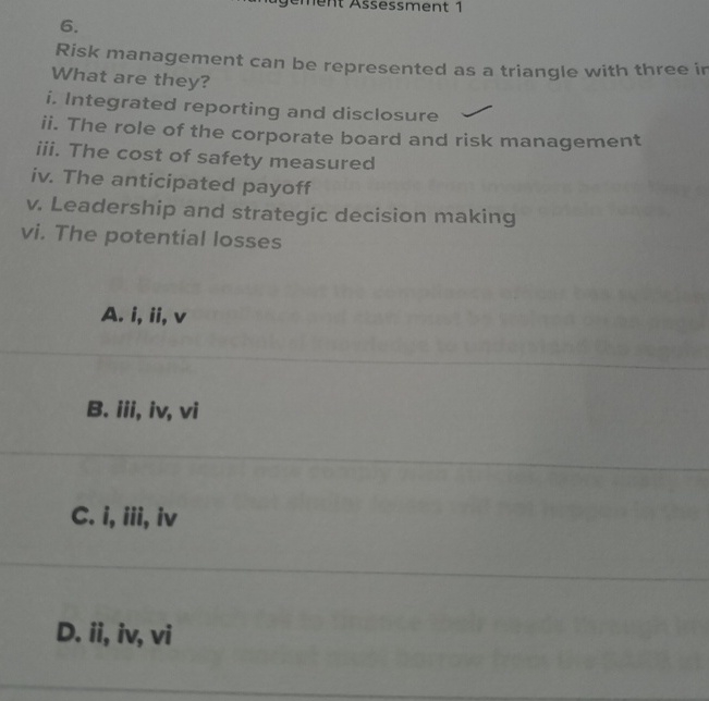  Risk management can be represented as a triangle with three ir