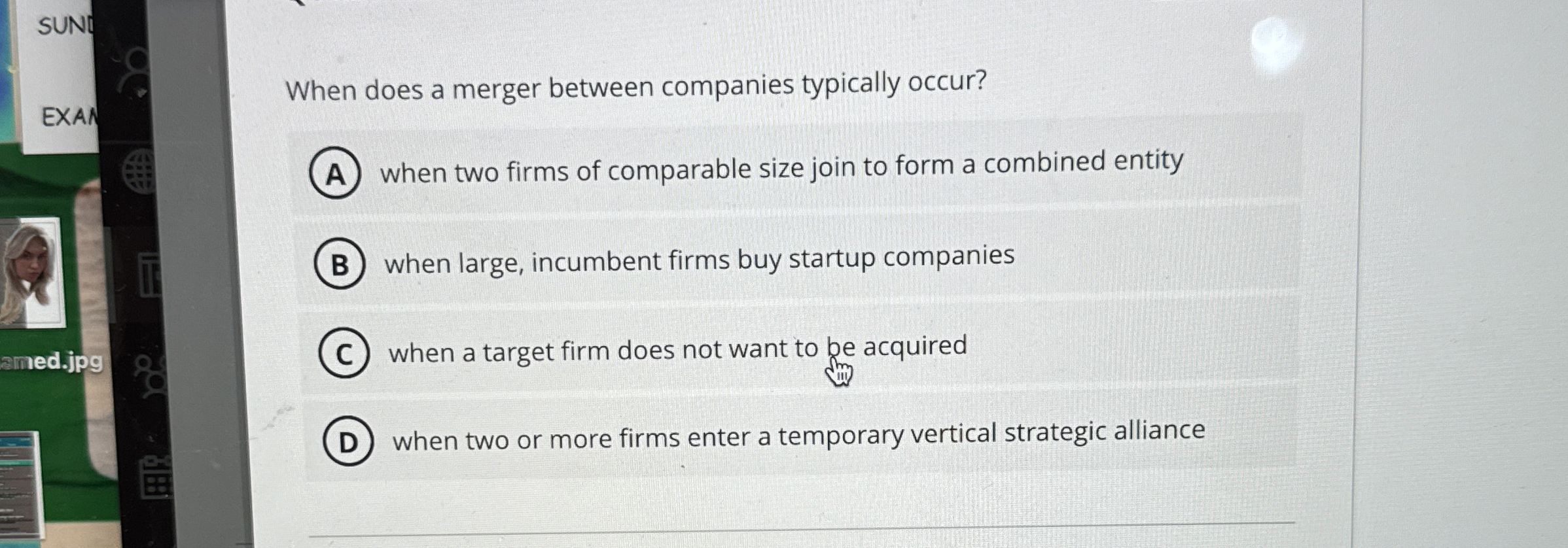  When does a merger between companies typically occur? when two firms