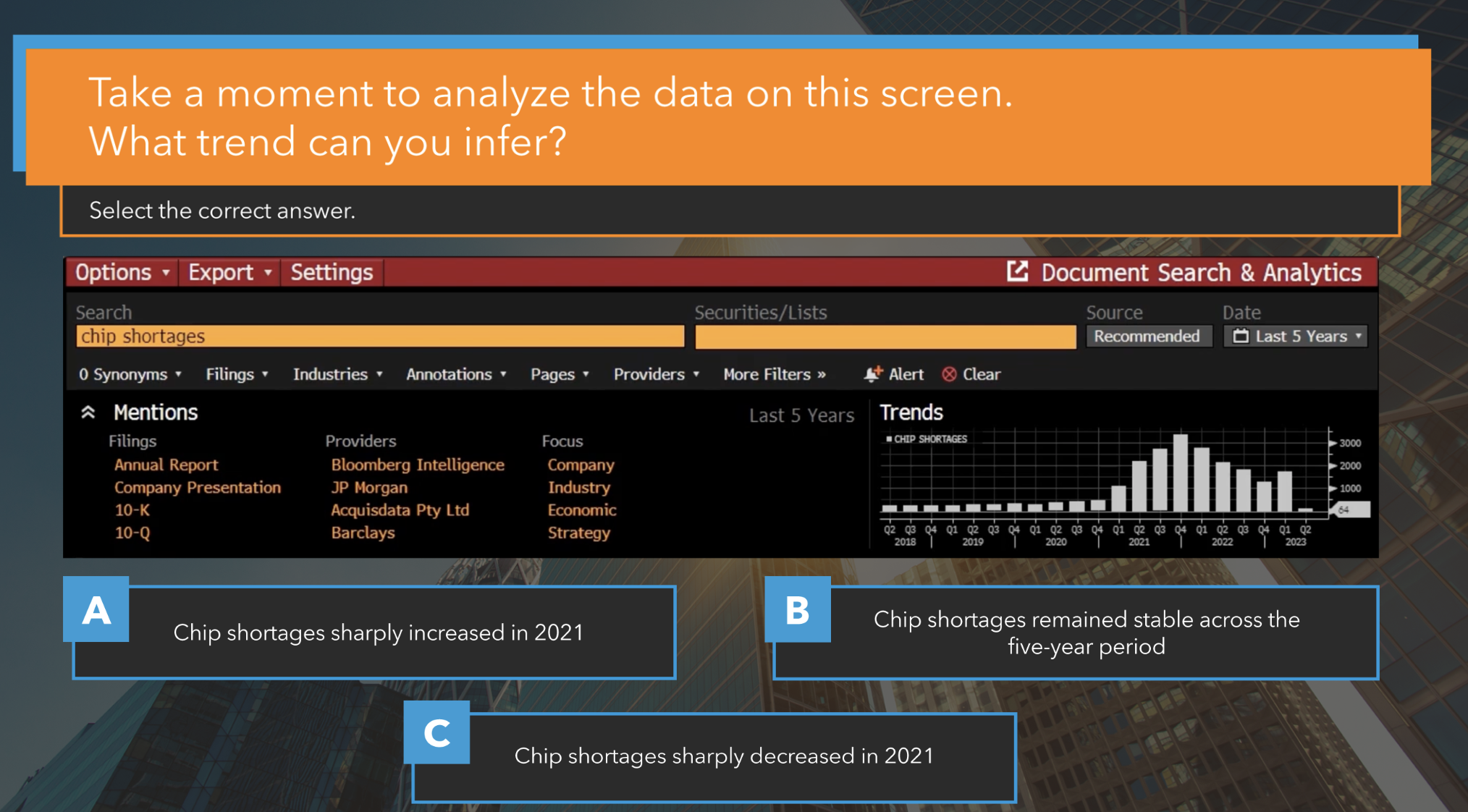  Take a moment to analyze the data on this screen. What