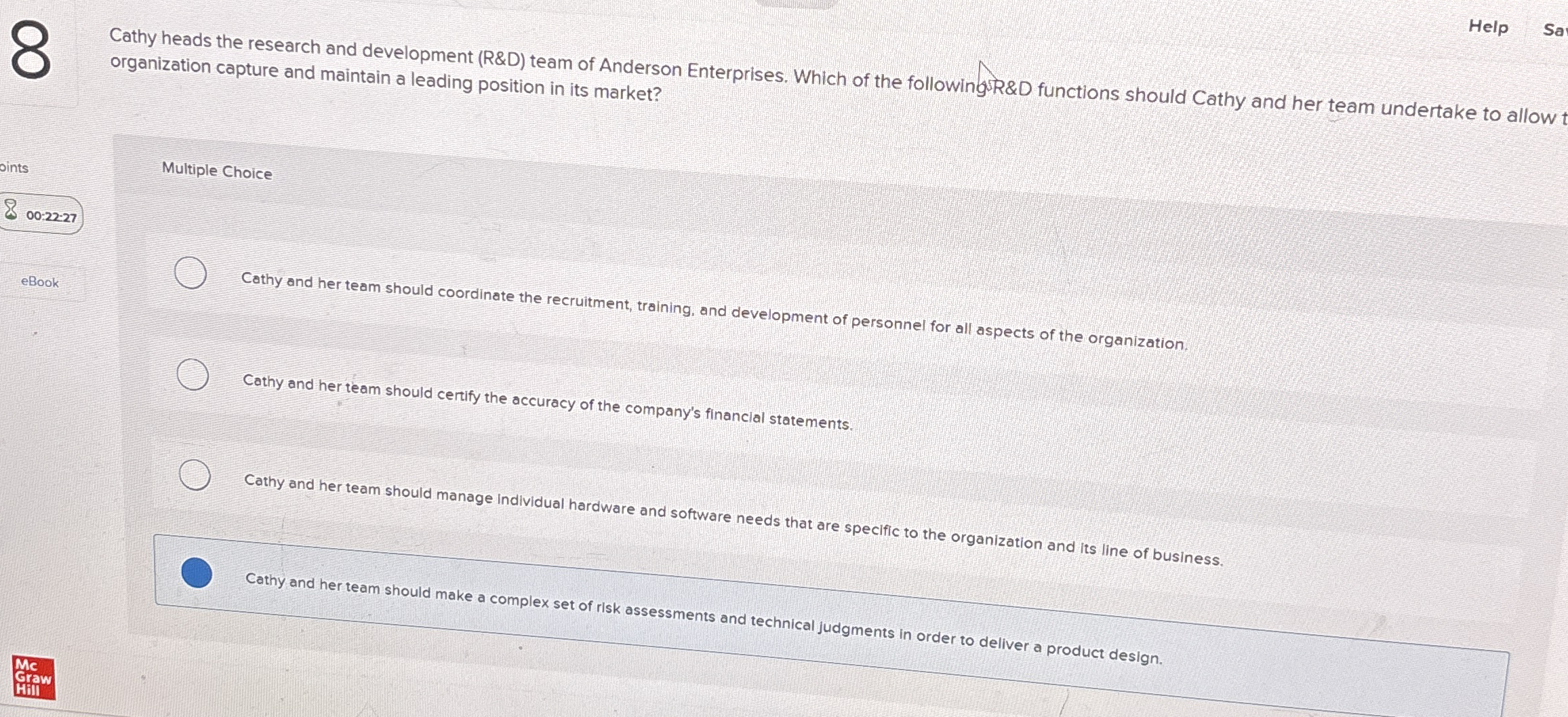  Help Cathy heads the research and development (R&D) team of Anderson