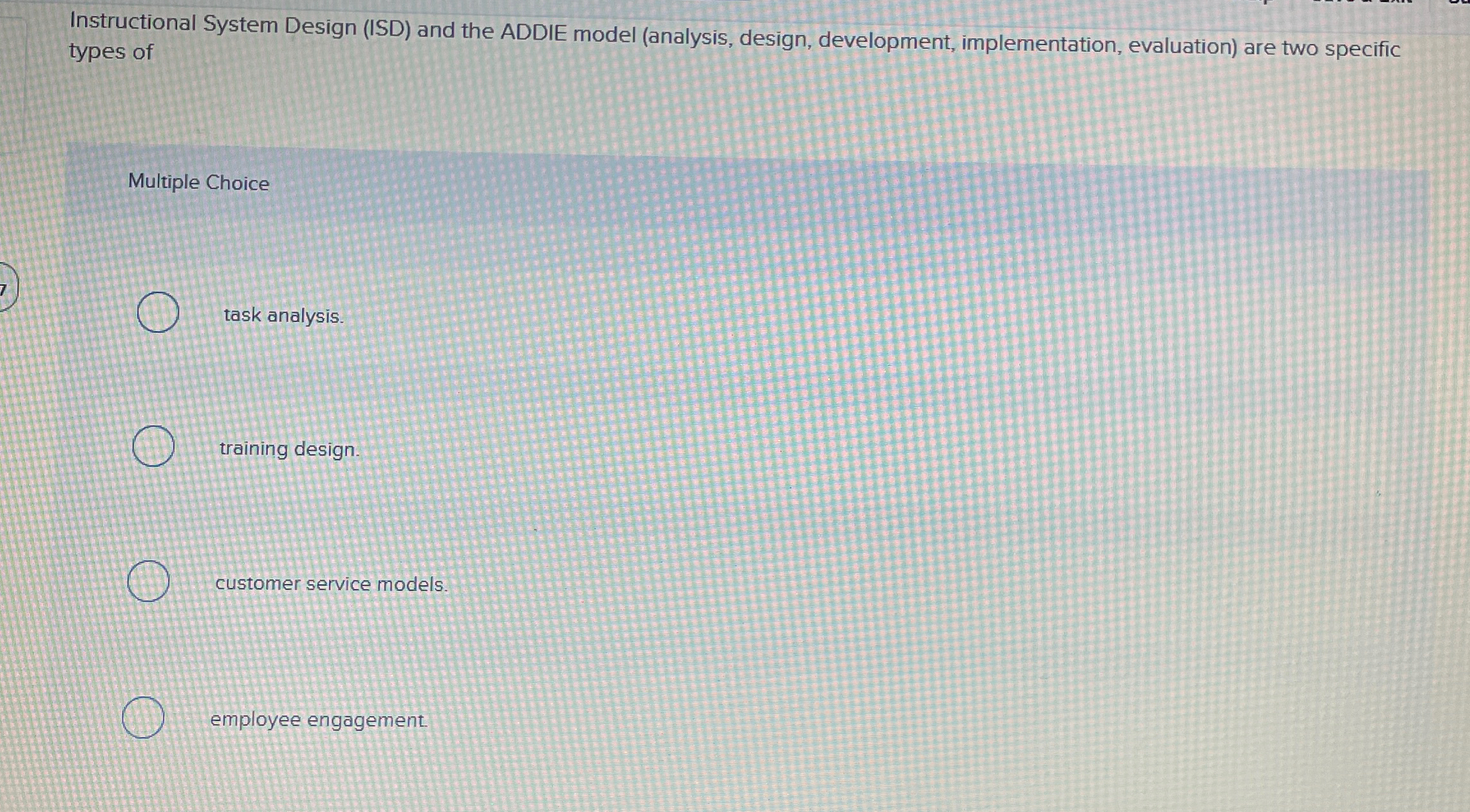  Instructional System Design (ISD) and the ADDIE model (analysis, design, development,