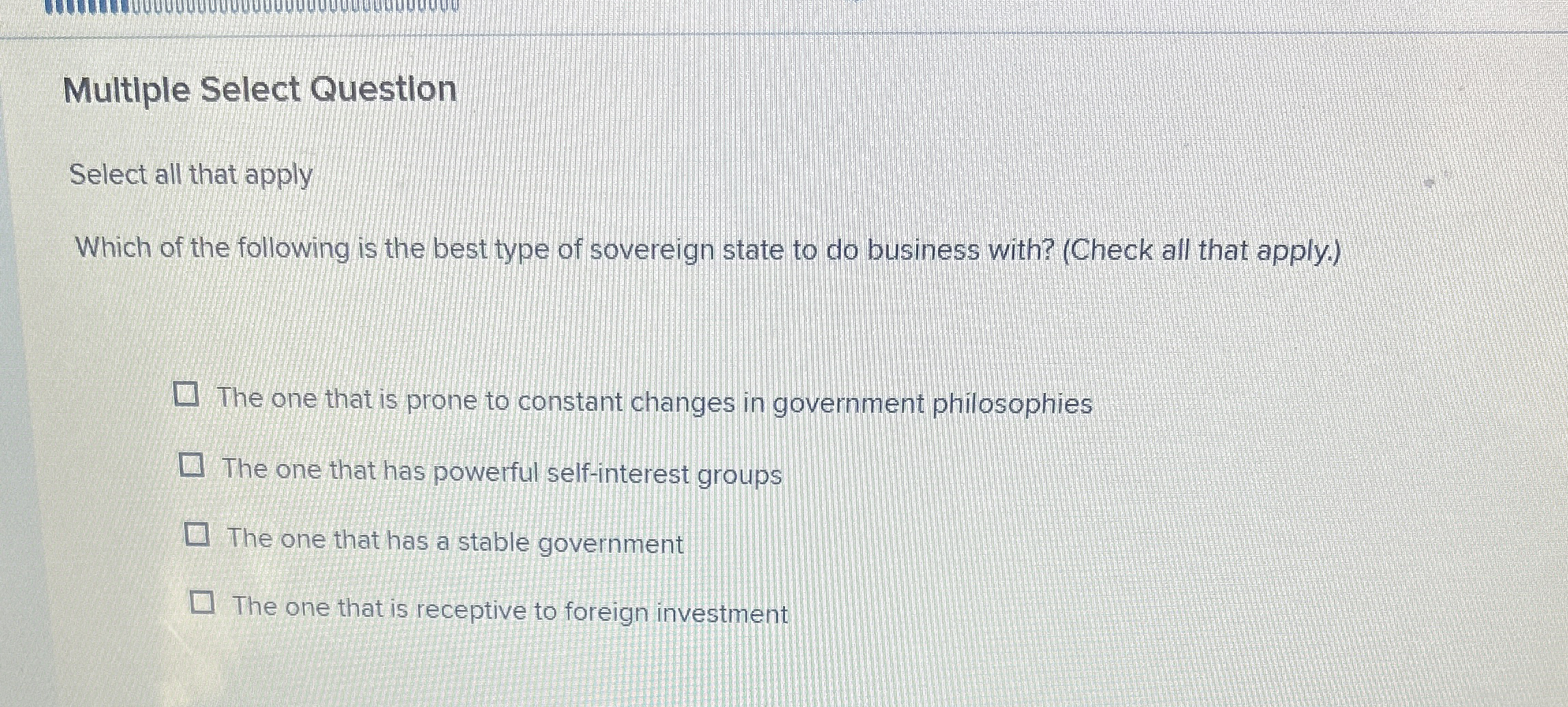  Multiple Select Question Select all that apply Which of the following