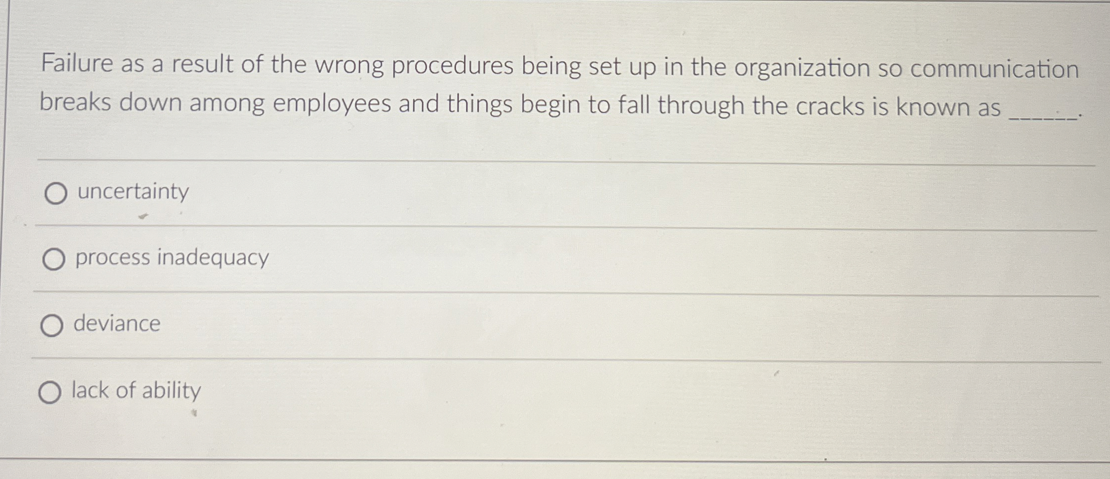  Failure as a result of the wrong procedures being set up