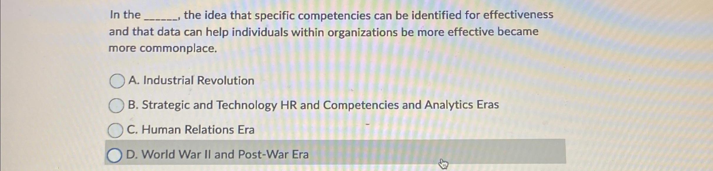  In the q, the idea that specific competencies can be identified