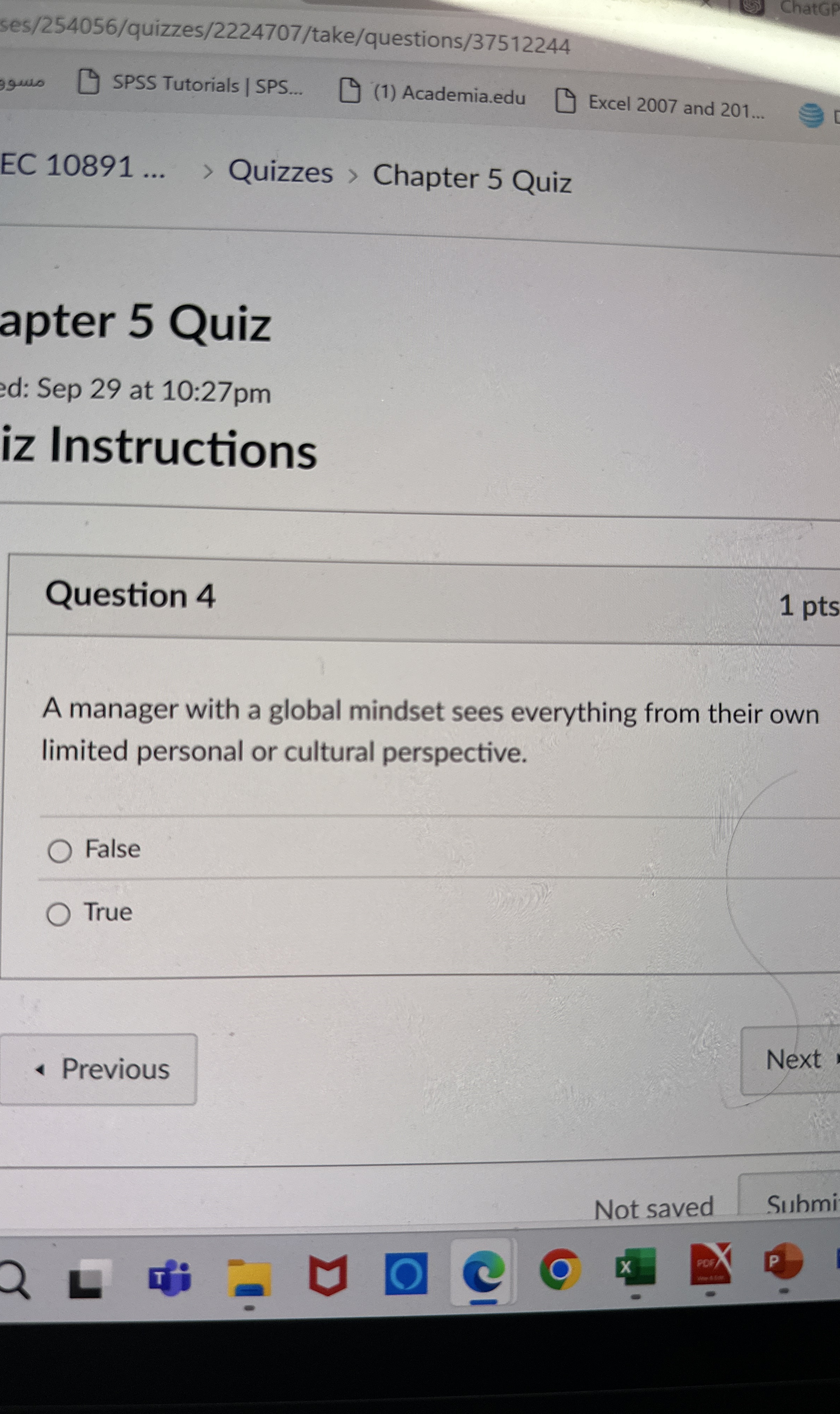  Question 4 A manager with a global mindset sees everything from