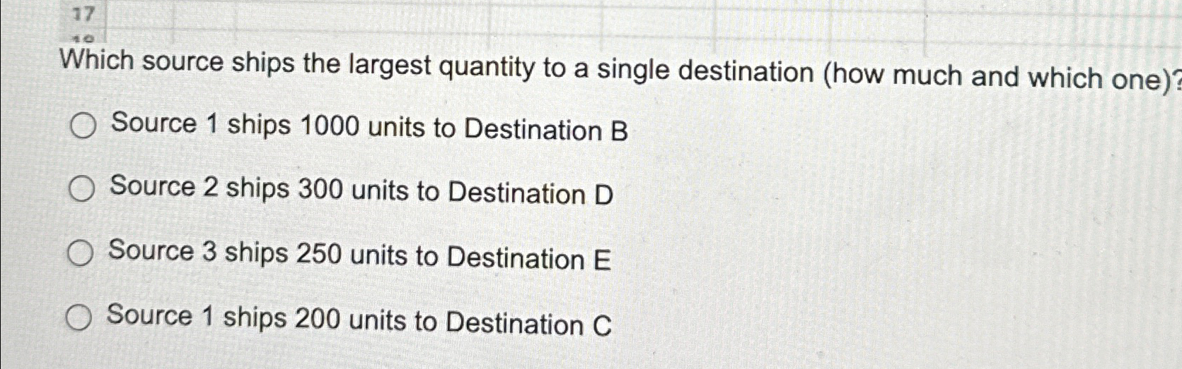  Which source ships the largest quantity to a single destination (how
