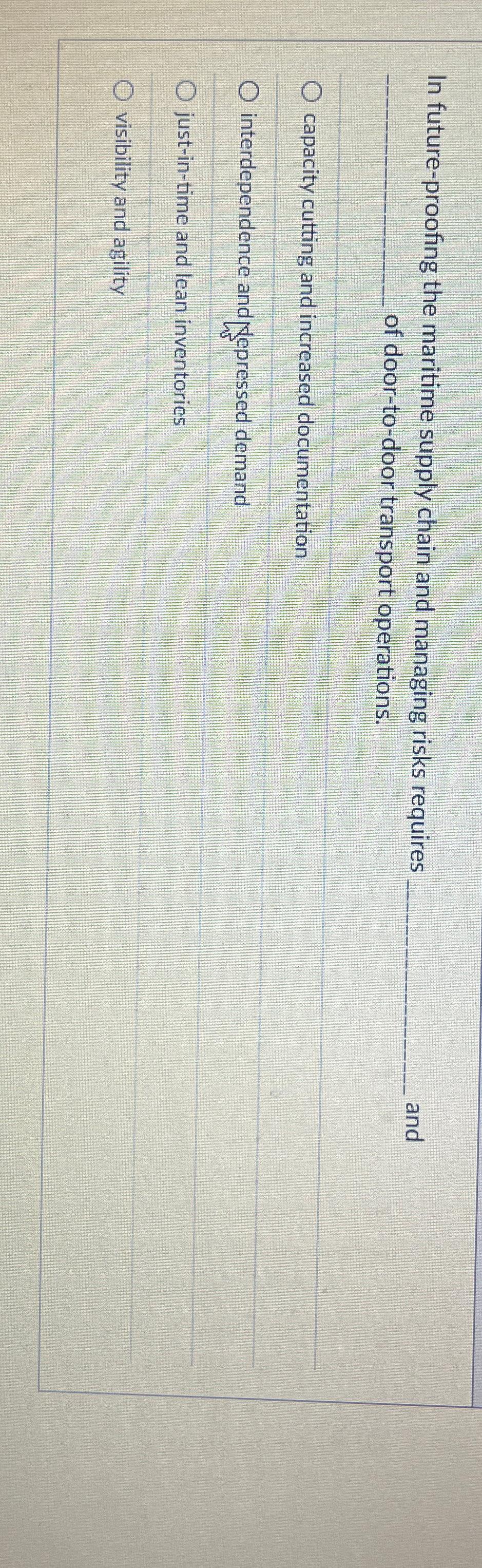  In future-proofing the maritime supply chain and managing risks requires q,