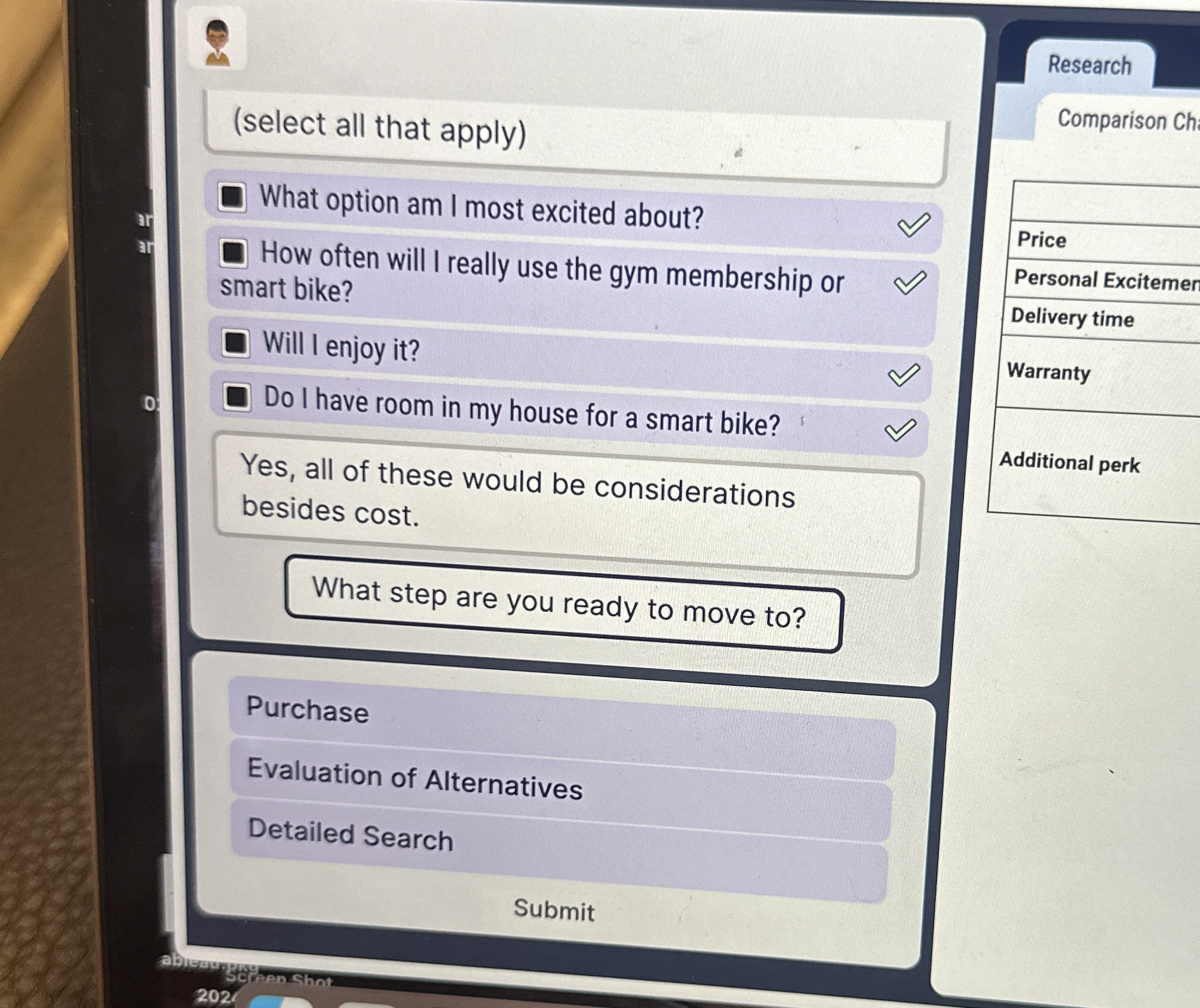  (select all that apply) What option am I most excited about?