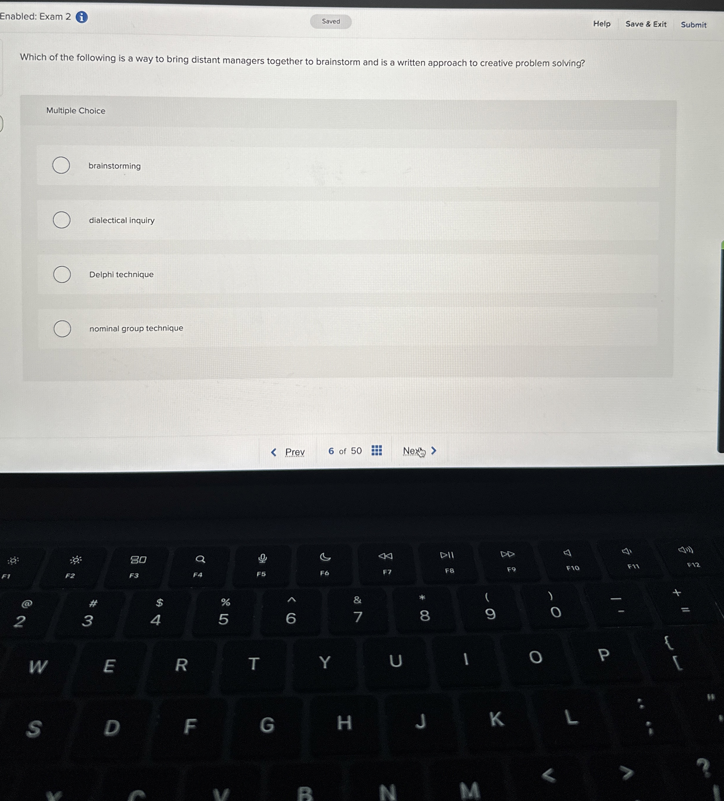  Enabled: Exam 2(i Help Save & Exit Submit Which of the