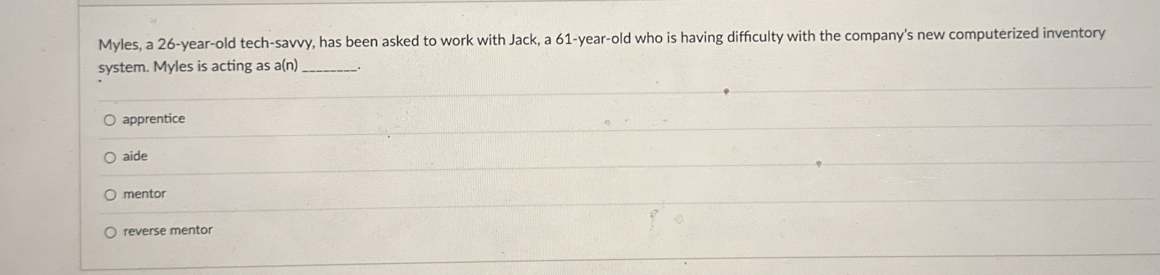  Myles, a 26-year-old tech-savvy, has been asked to work with Jack,
