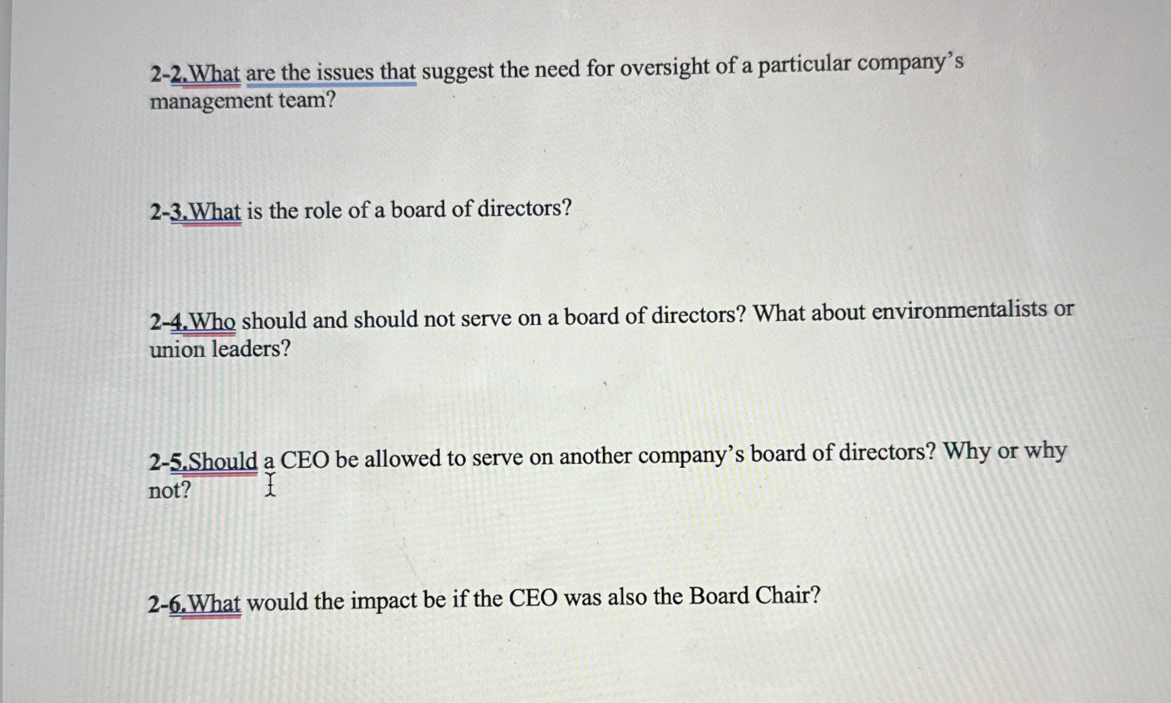  2-2. What are the issues that suggest the need for oversight