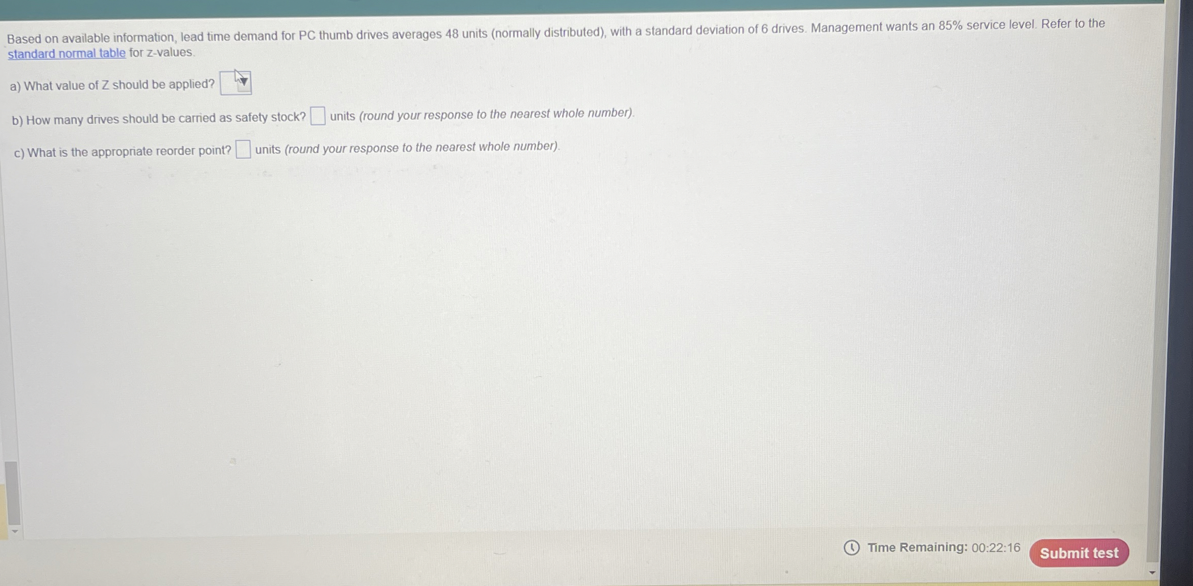  Based on available information, lead time demand for PC thumb drives