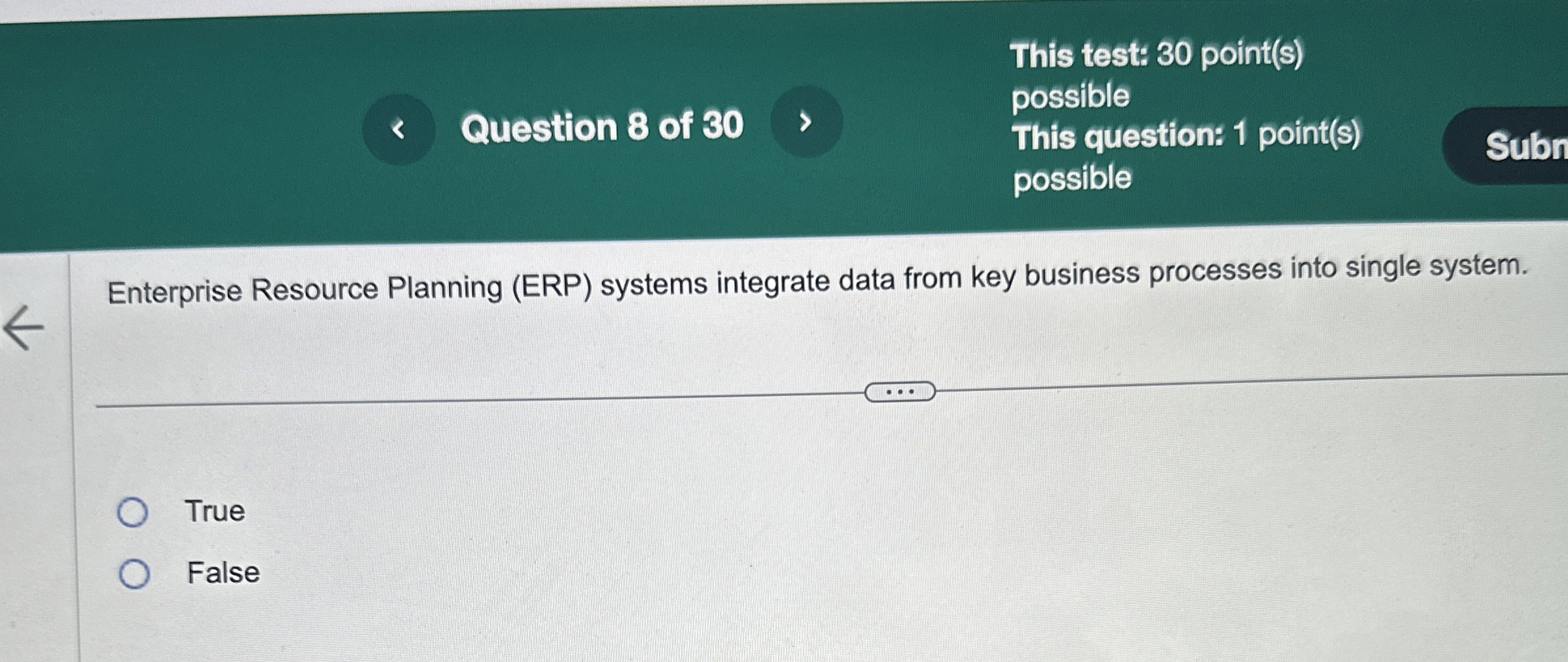  Enterprise Resource Planning (ERP) systems integrate data from key business processes