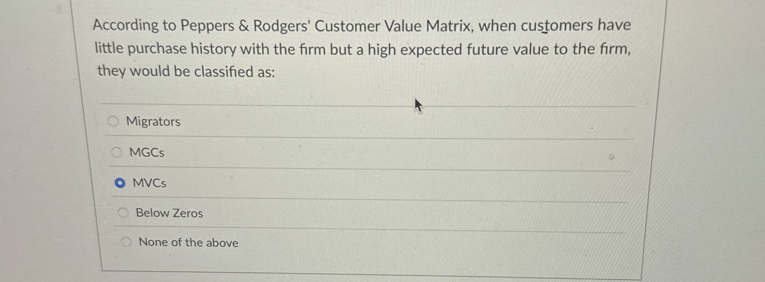  According to Peppers & Rodgers' Customer Value Matrix, when customers have