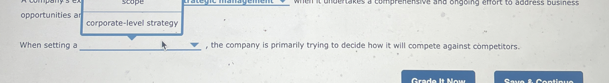  opportunities ar corporate-level strategy When setting a , the company is