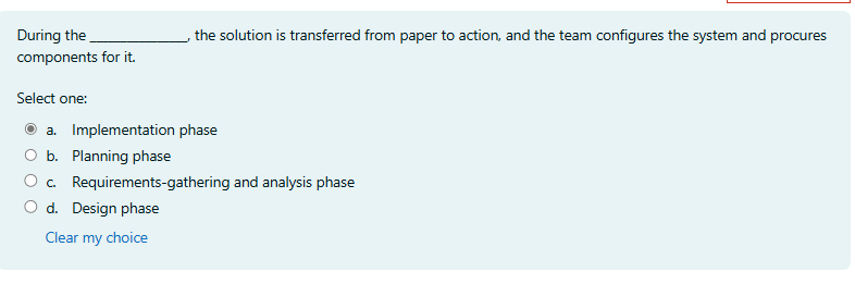 During the the solution is transferred from paper to action, and