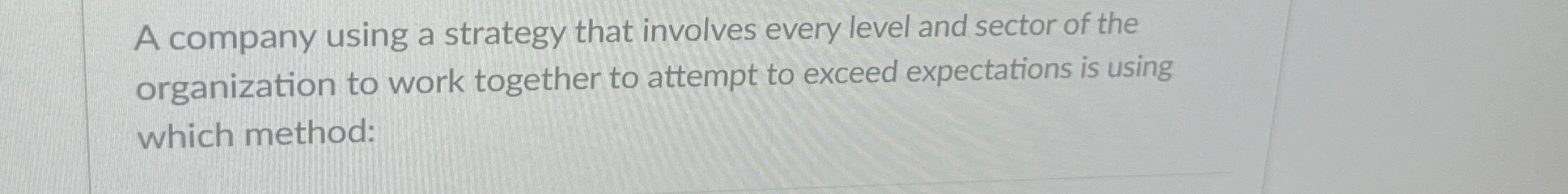  A company using a strategy that involves every level and sector