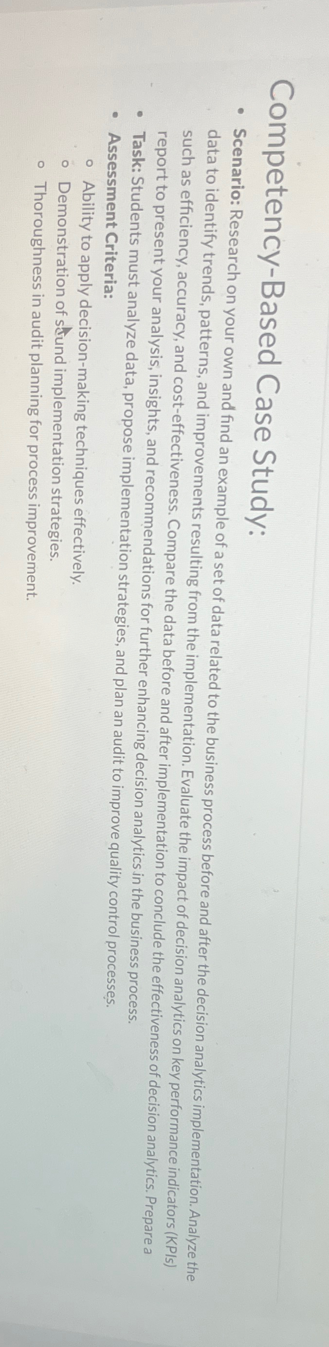  Competency-Based Case Study: Scenario: Research on your own and find an