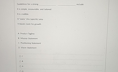  Guidelines for a strong q, q, include It is simple, measurable,