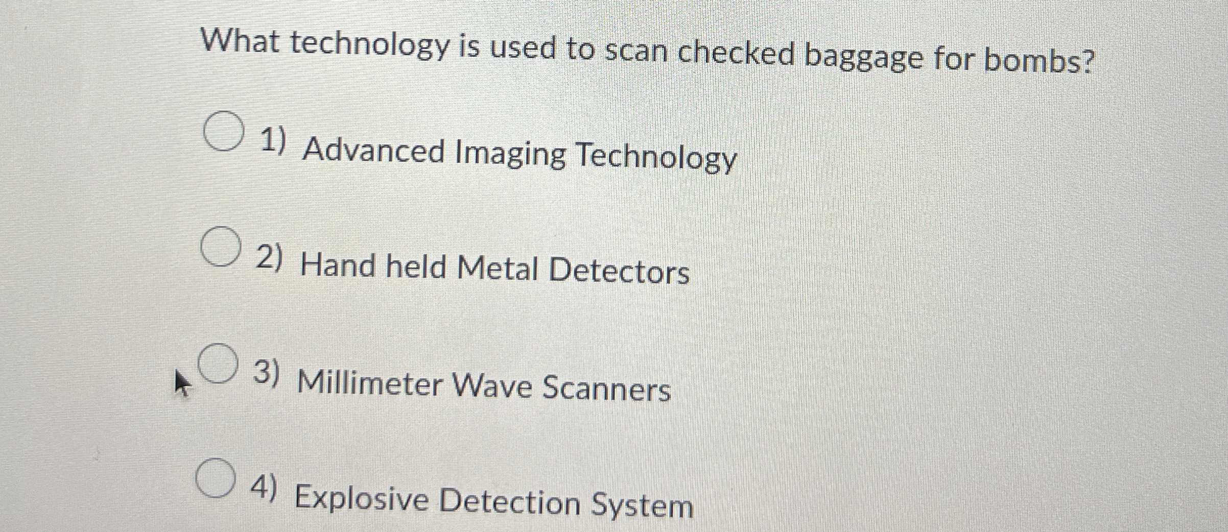  What technology is used to scan checked baggage for bombs? Advanced
