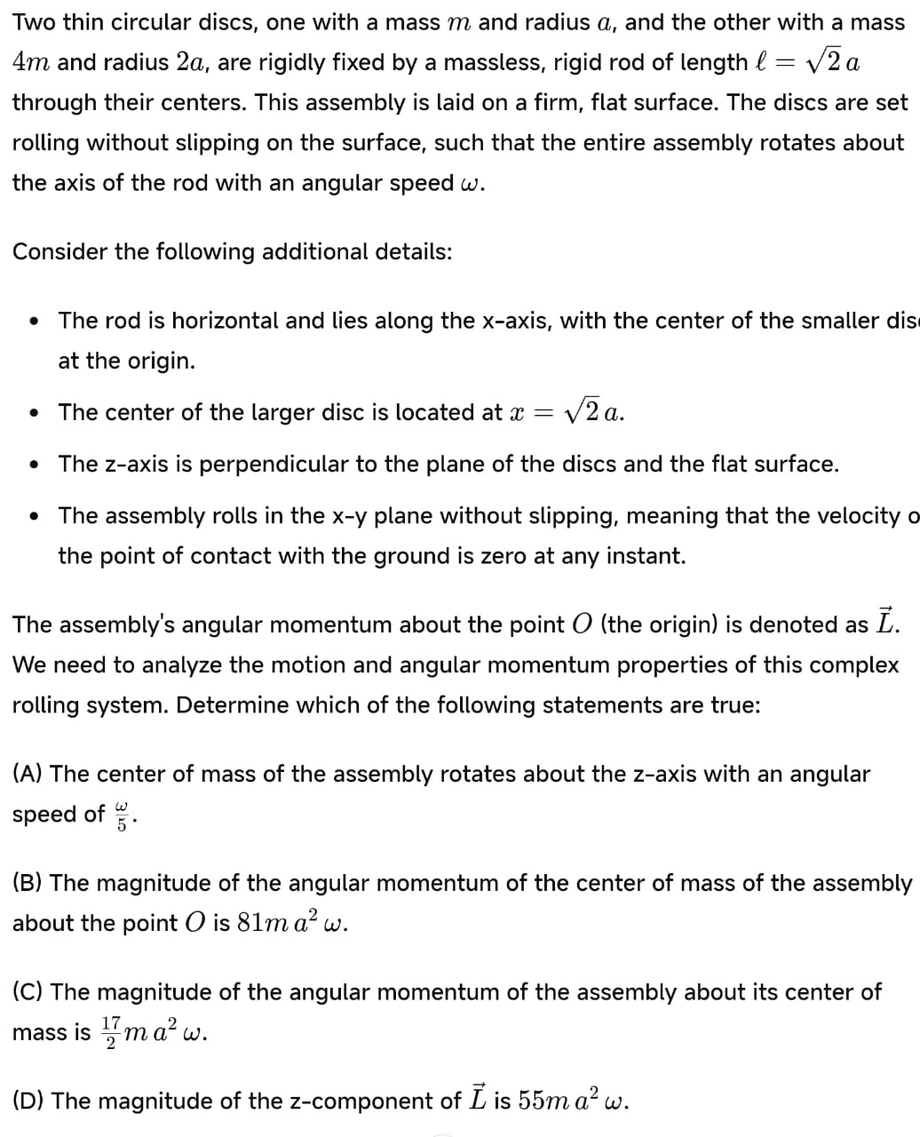  Two thin circular discs, one with a mass m and radius