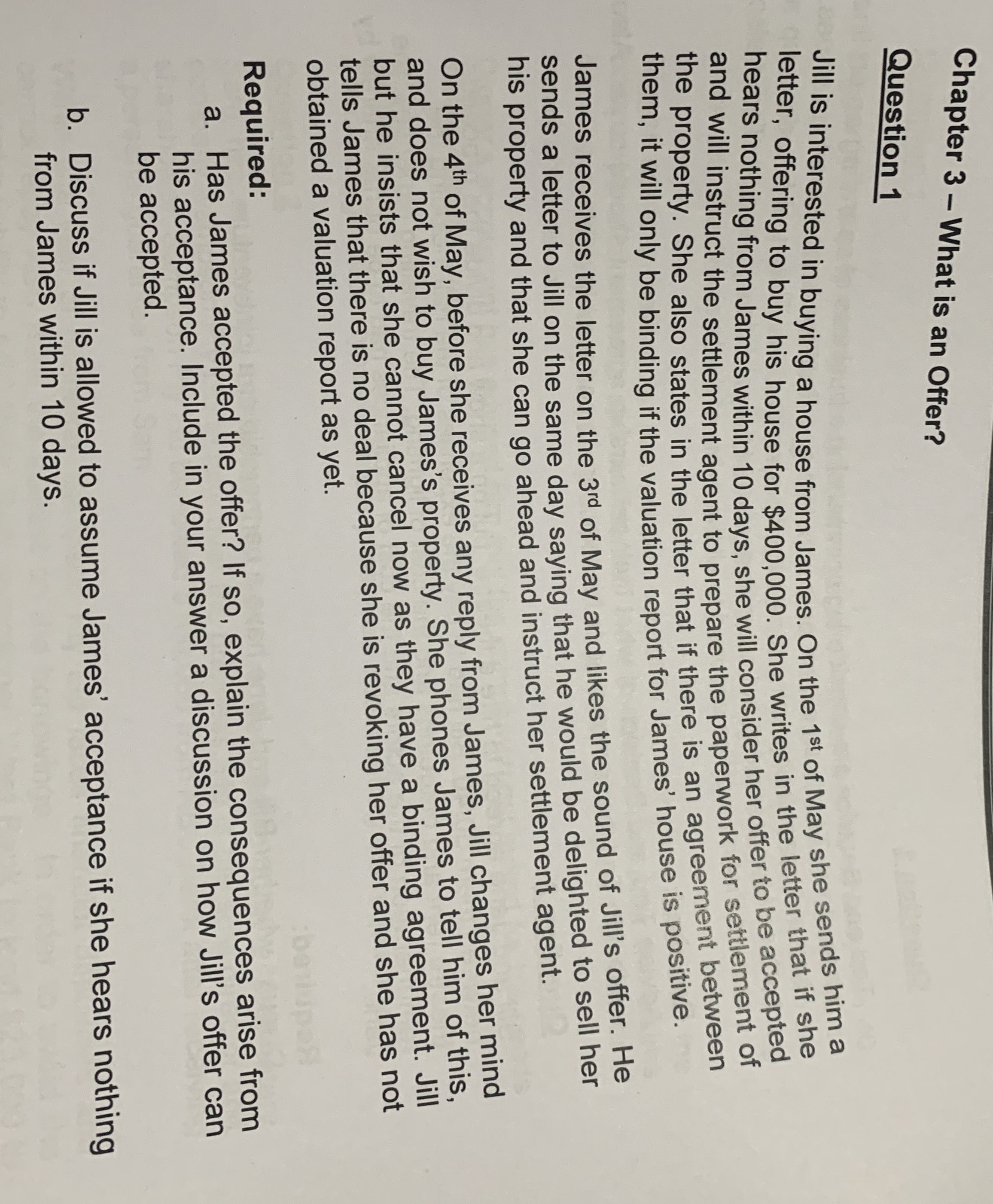  Chapter 3- What is an Offer? Question 1 Jill is interested