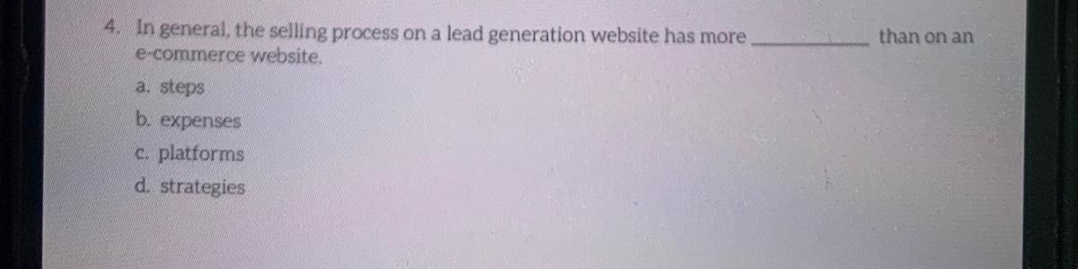  In general, the selling process on a lead generation website has