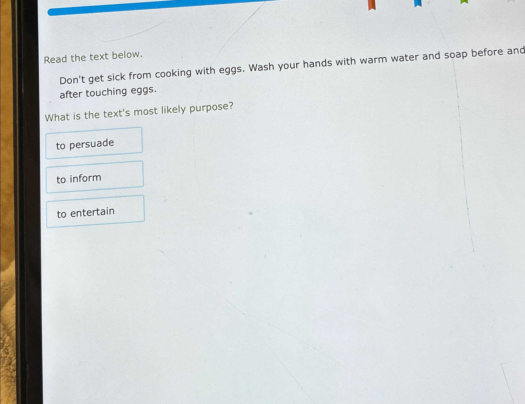  Read the text below. Don't get sick from cooking with eggs.