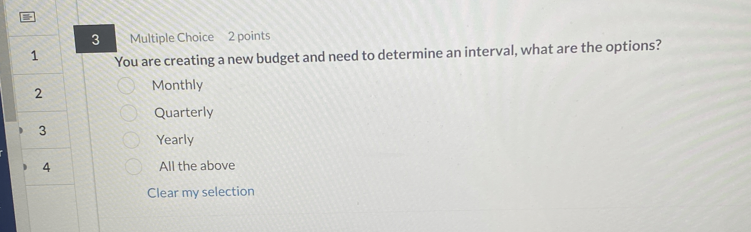  3 Multiple Choice 2 points 1 You are creating a new