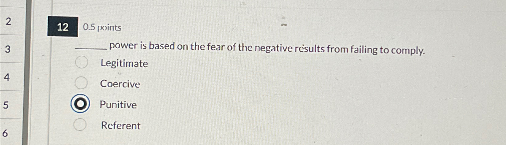  2 12 0.5 points q, power is based on the fear