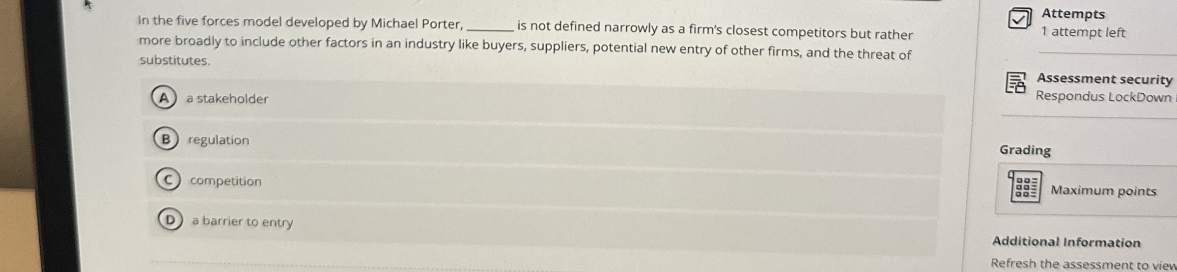  In the five forces model developed by Michael Porter, q, is