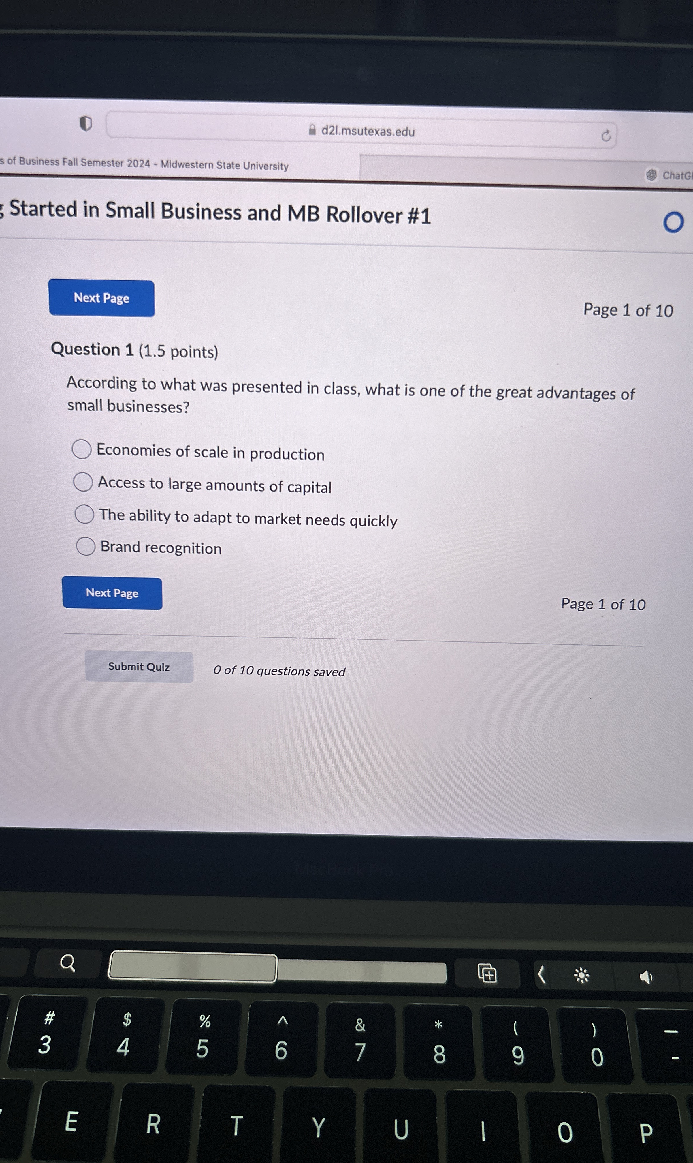  Question 1(1.5 points) According to what was presented in class, what