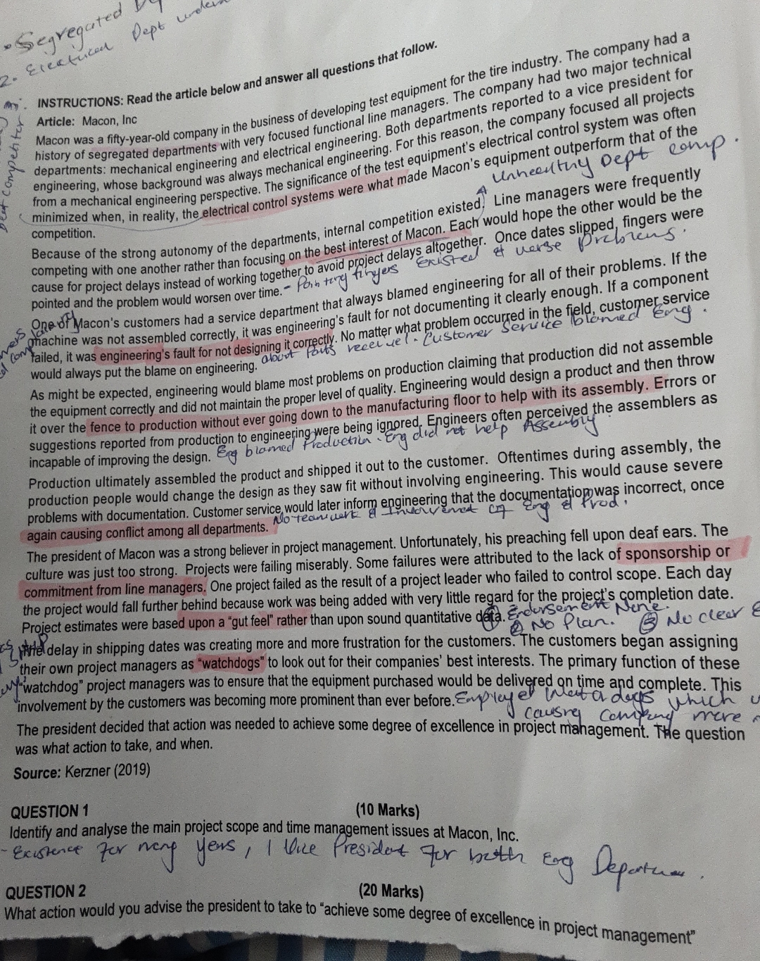  (9) I INSTRUCTIONS: Read the article below and answer all questions