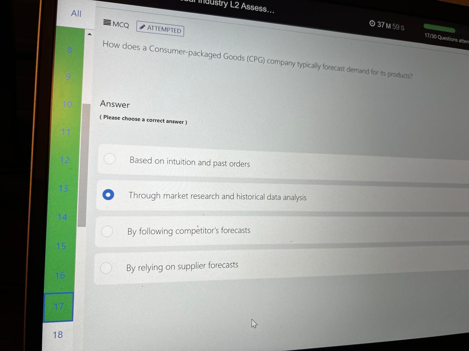  How does a Consumer-packaged Goods (CPG) company typically forecast demand for