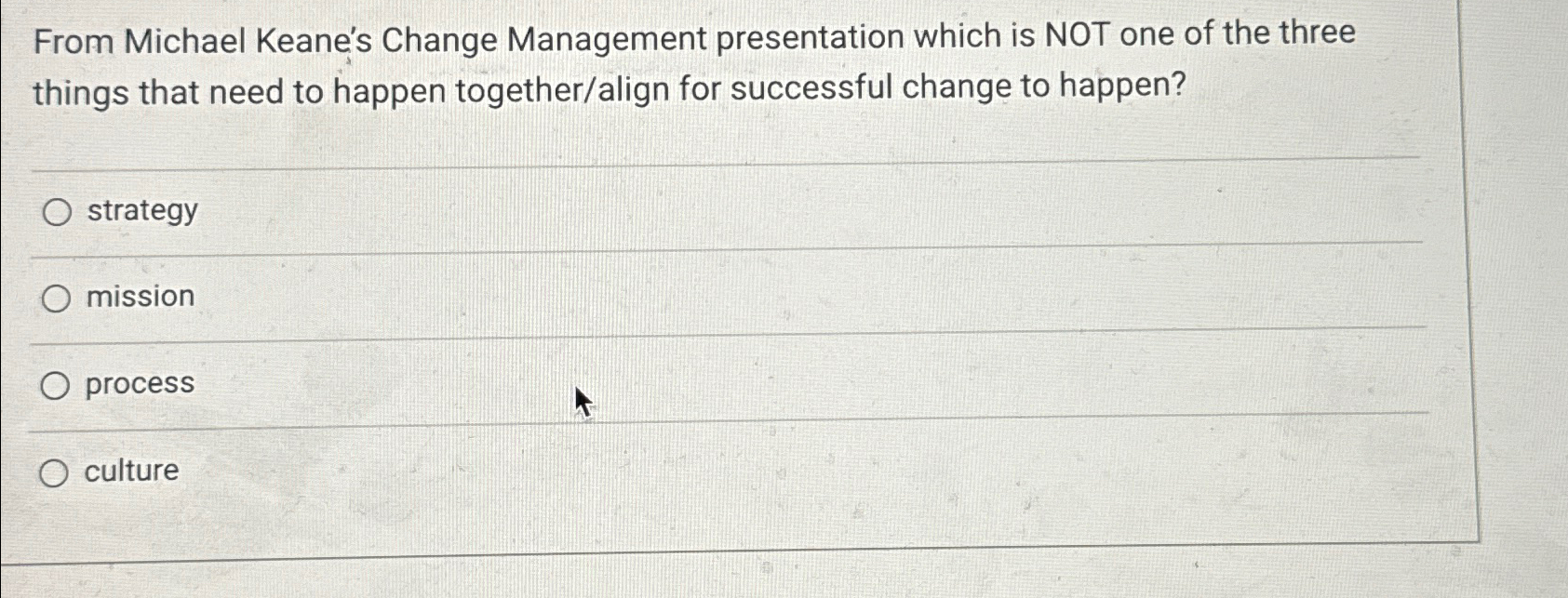  From Michael Keane's Change Management presentation which is NOT one of