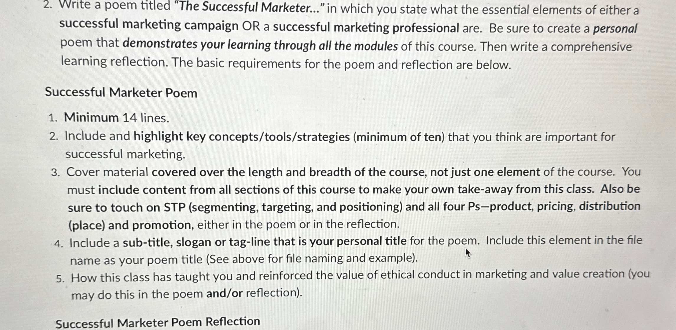  Write a poem titled "The Successful Marketer..." in which you state