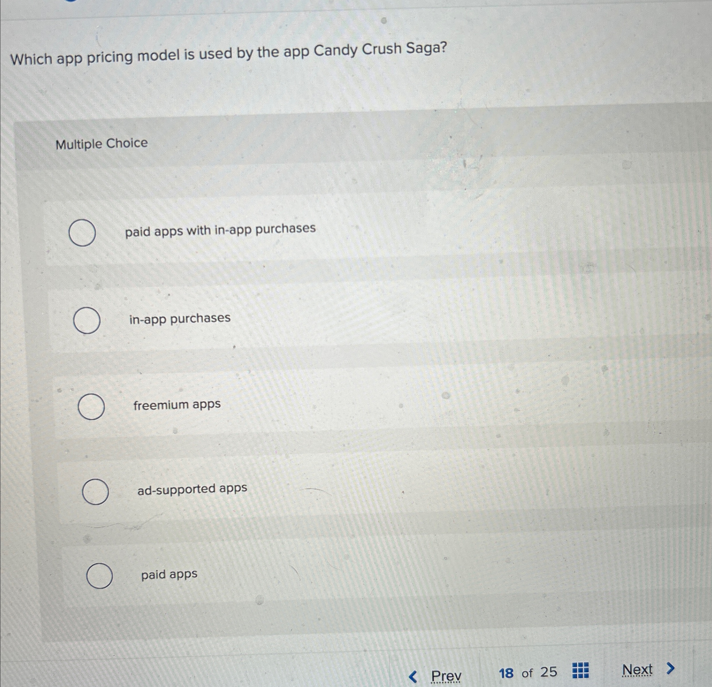  Which app pricing model is used by the app Candy Crush