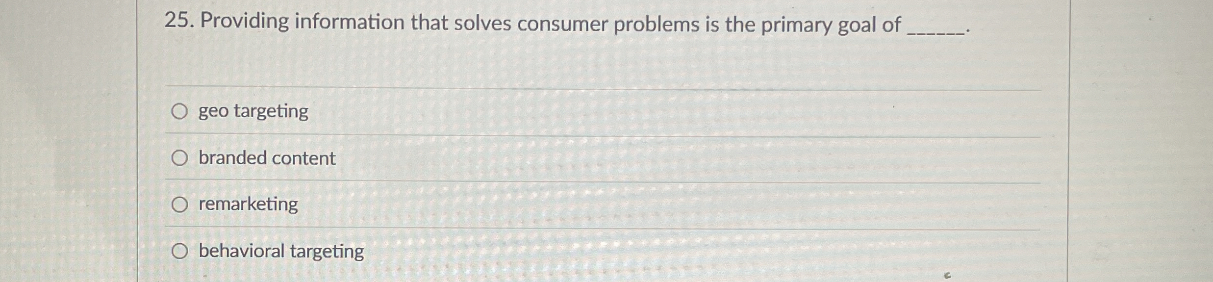  Providing information that solves consumer problems is the primary goal of