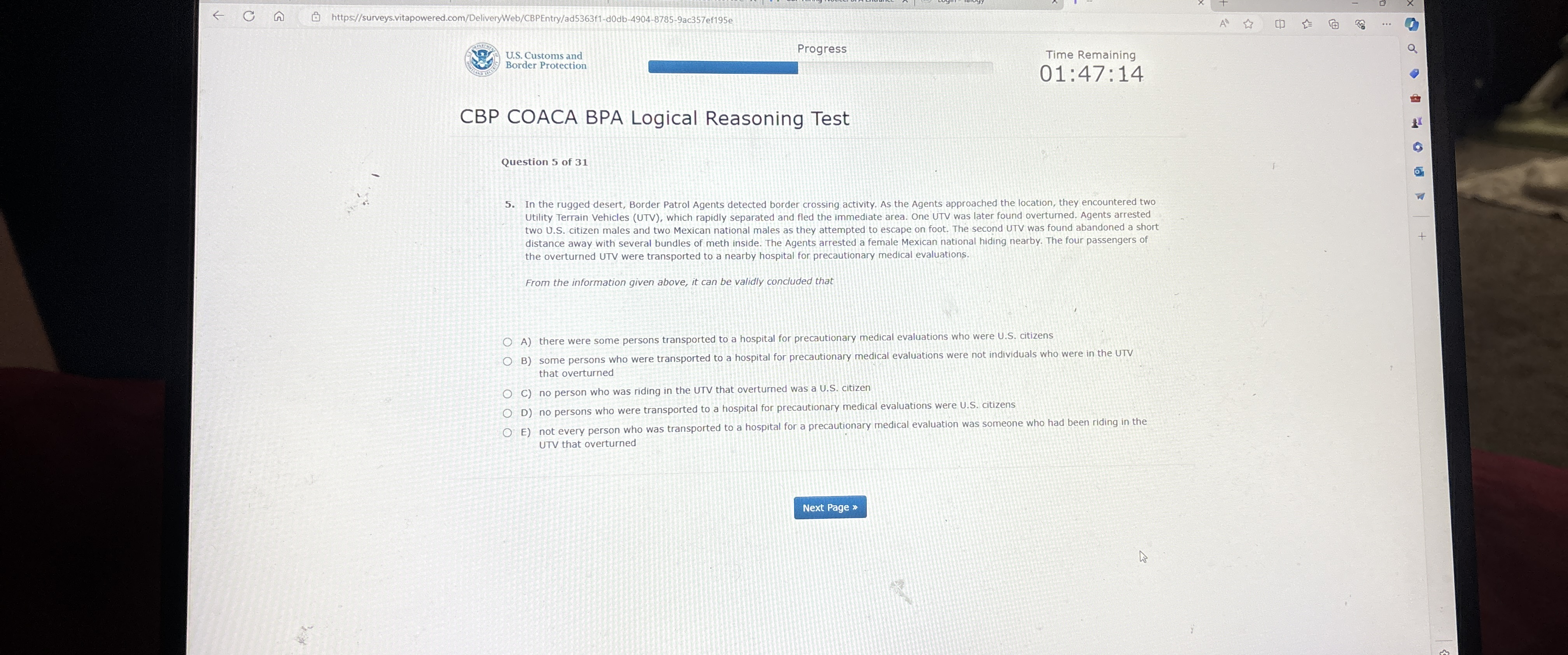  U.S. Customs and Progress Time Remaining Border Protection 01:47:14 CBP COACA