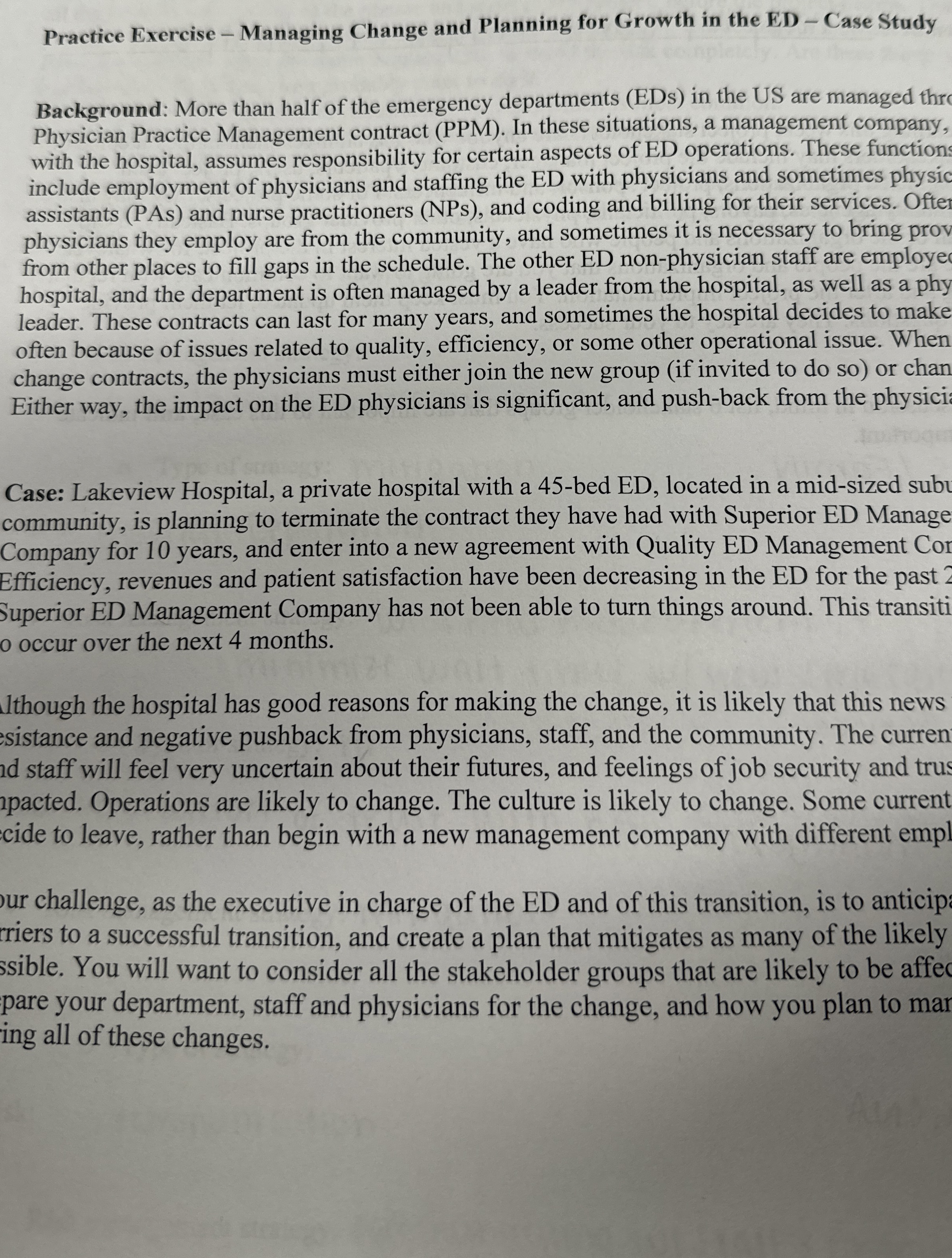  Practice Exercise - Managing Change and Planning for Growth in the