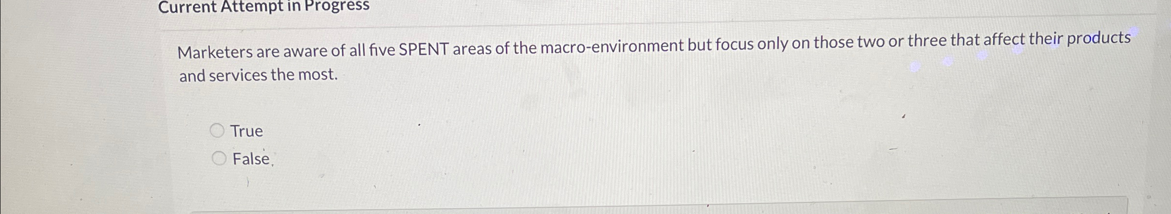 Current Attempt in Progress Marketers are aware of all five SPENT