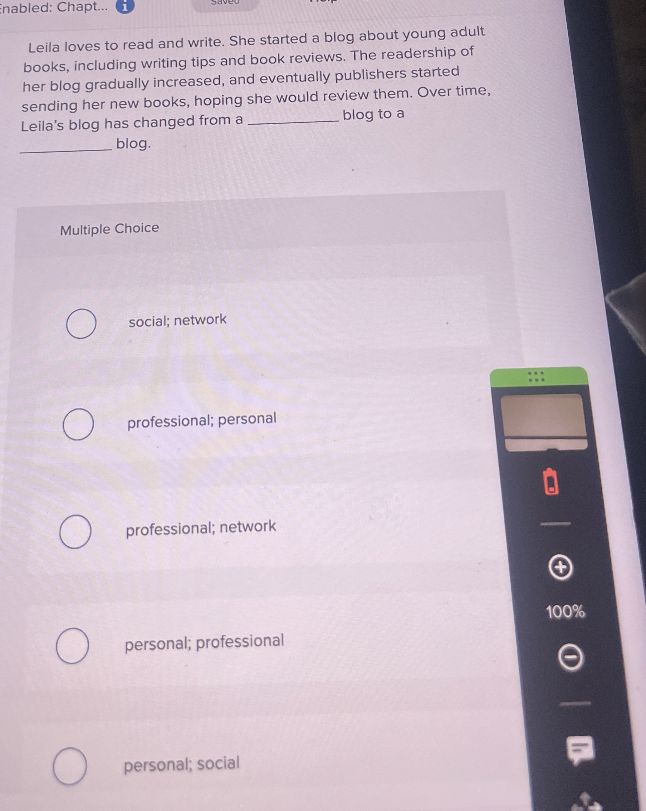  nabled: Chapt... Leila loves to read and write. She started a