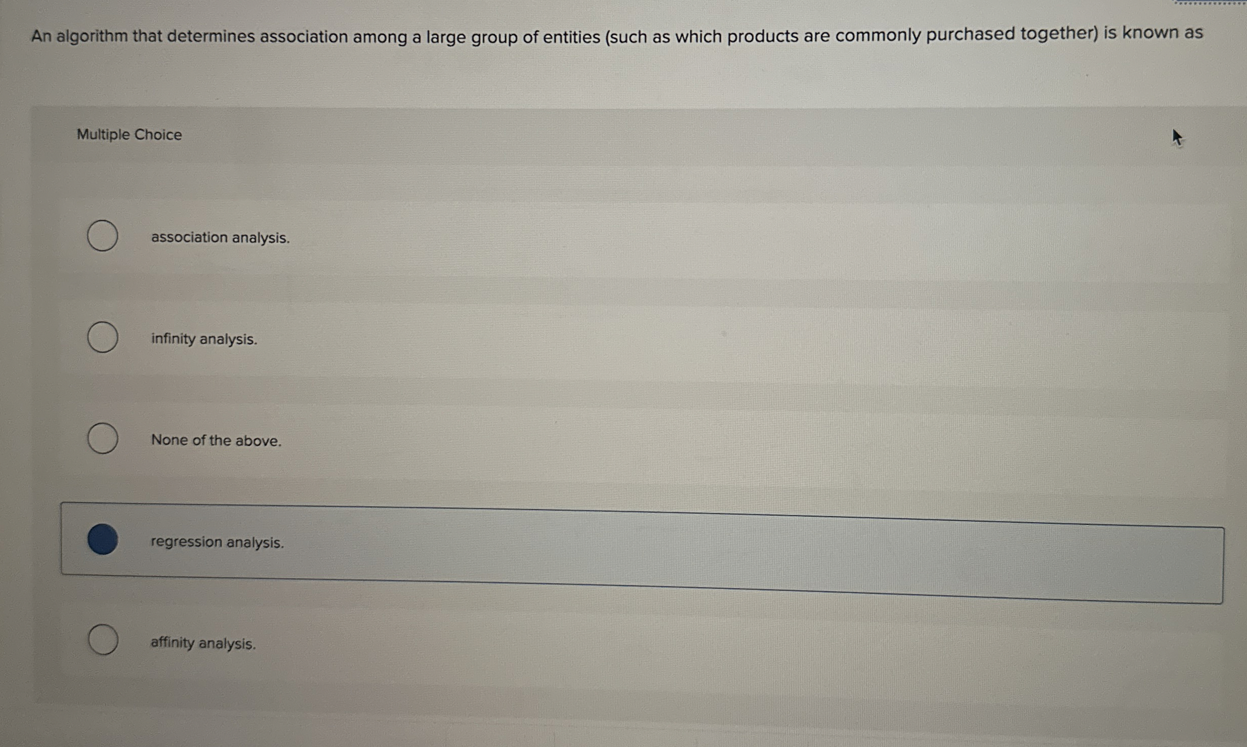  An algorithm that determines association among a large group of entities