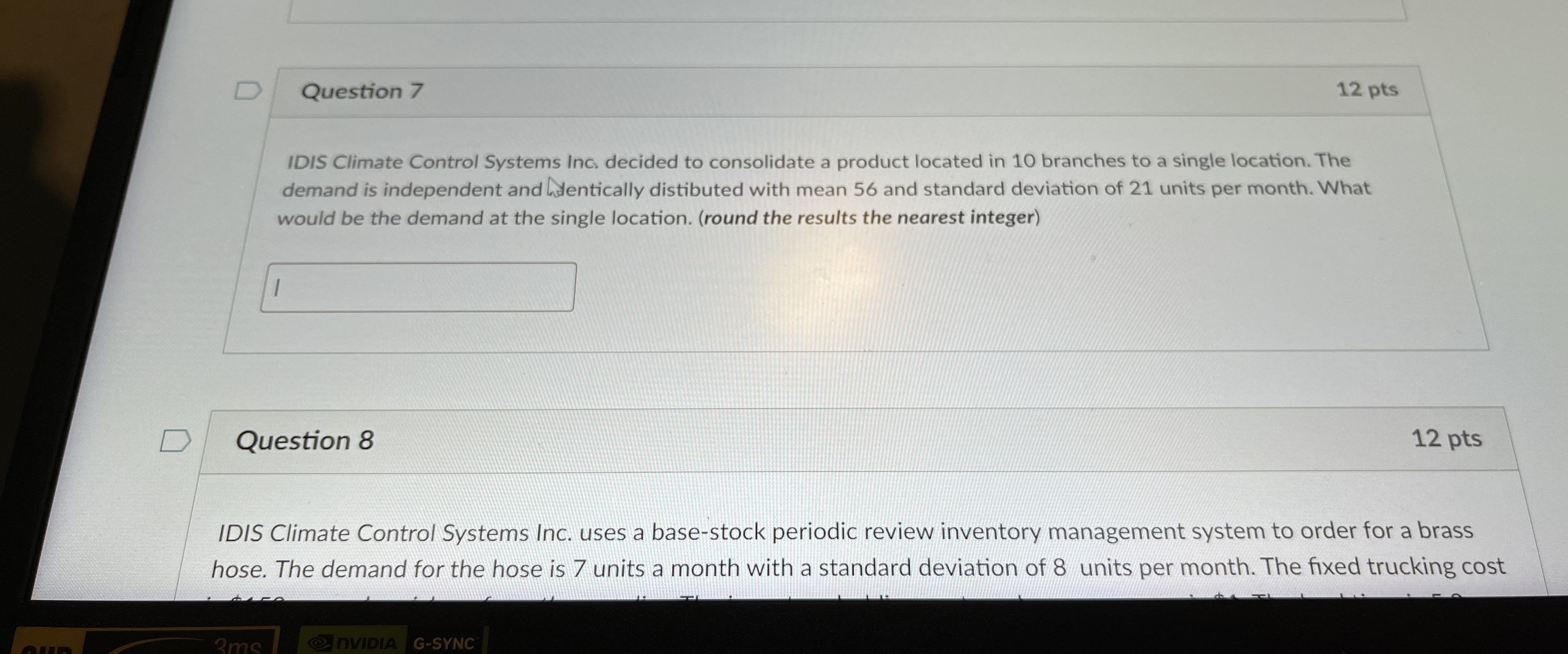  Question 7 12 pts IDIS Climate Control Systems Inc. decided to
