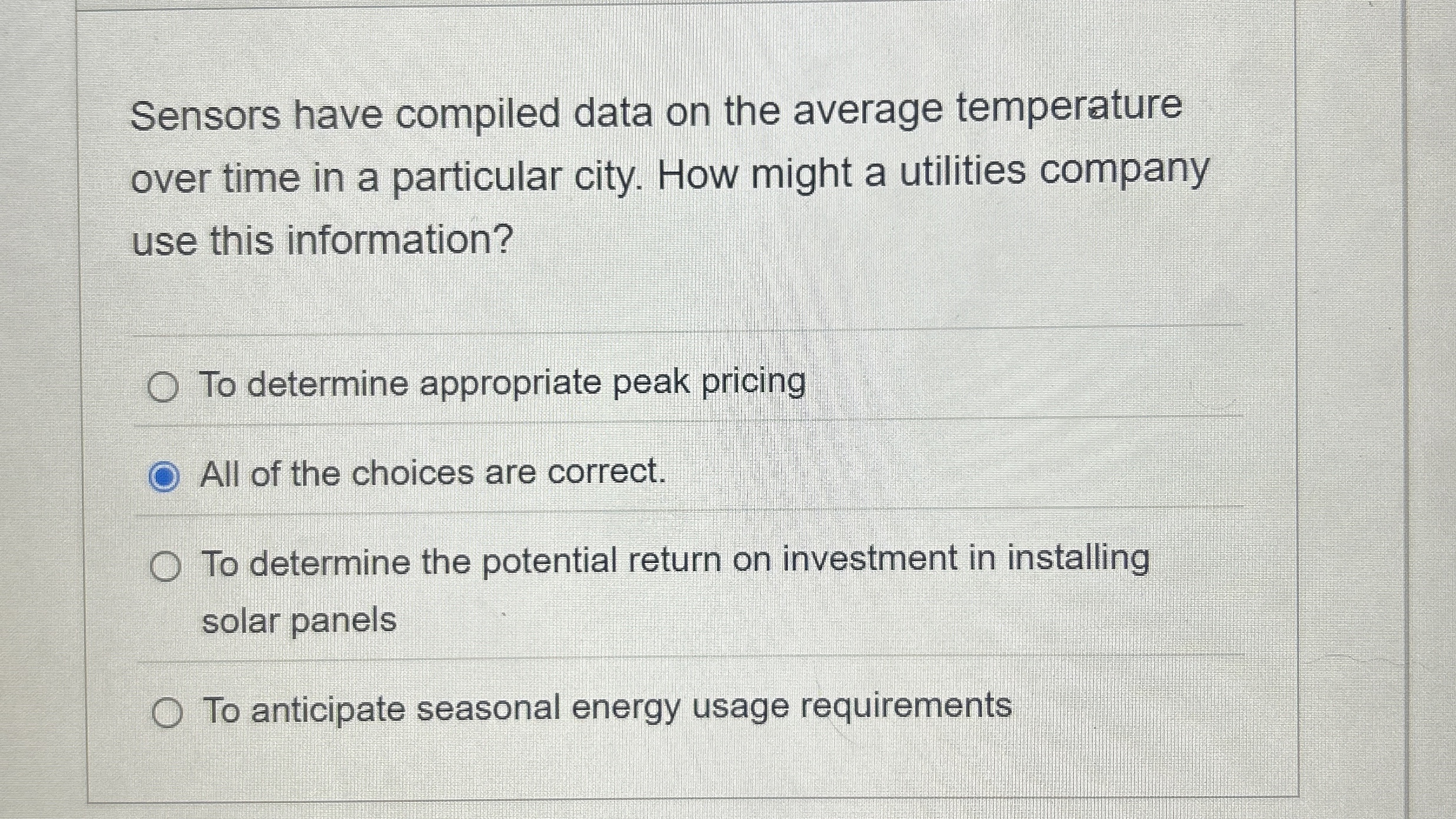  Sensors have compiled data on the average temperature over time in