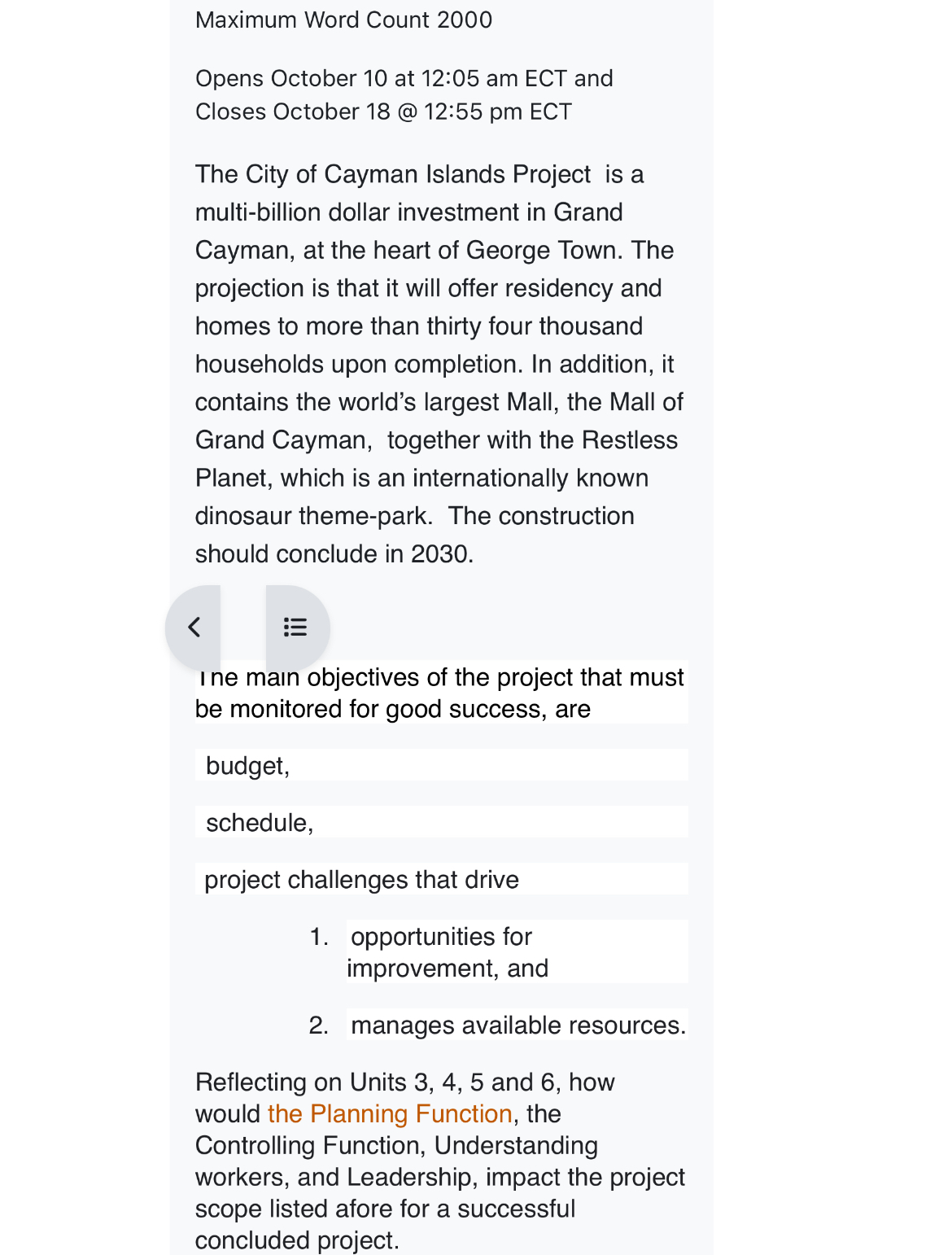  Maximum Word Count 2000 Opens October 10 at 12:05 am ECT