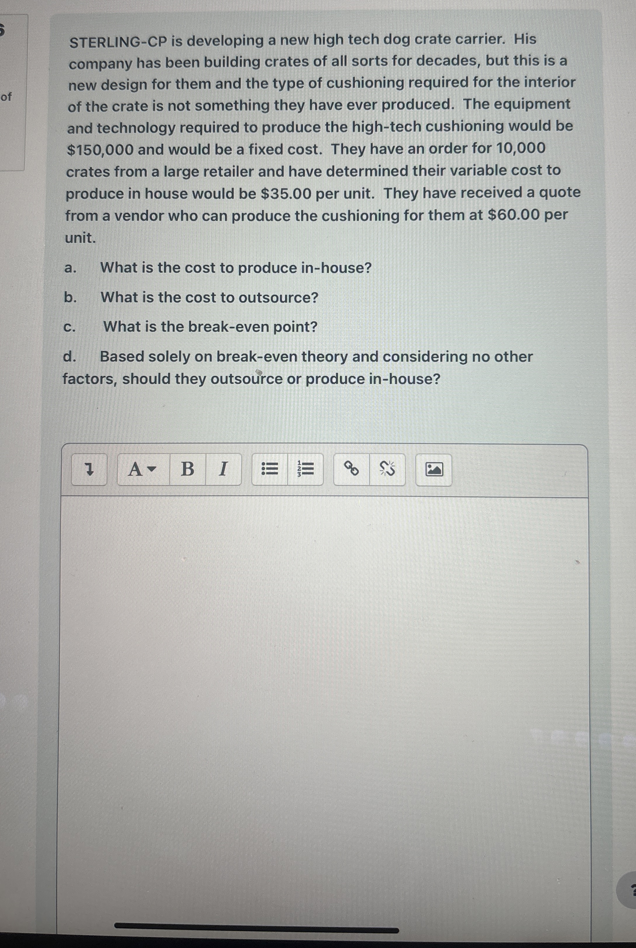  STERLING-CP is developing a new high tech dog crate carrier. His